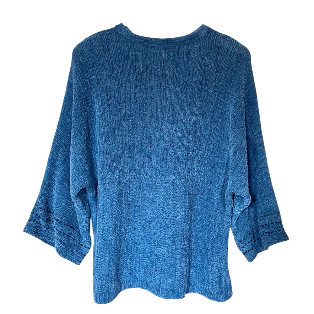 Pure Jill Indigo Knit Sweater Kimono Bracelet Sleeves Lagenlook Artsy Boho Sz M - Picture 6 of 9